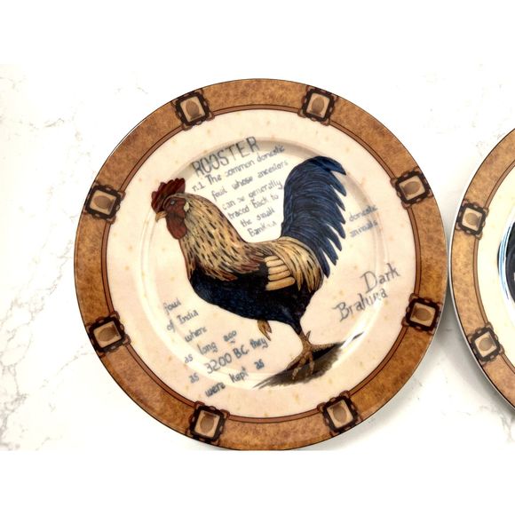 Henriette London Pottery Porcelain Rooster teapot and set of 4 plates - Picture 6 of 15